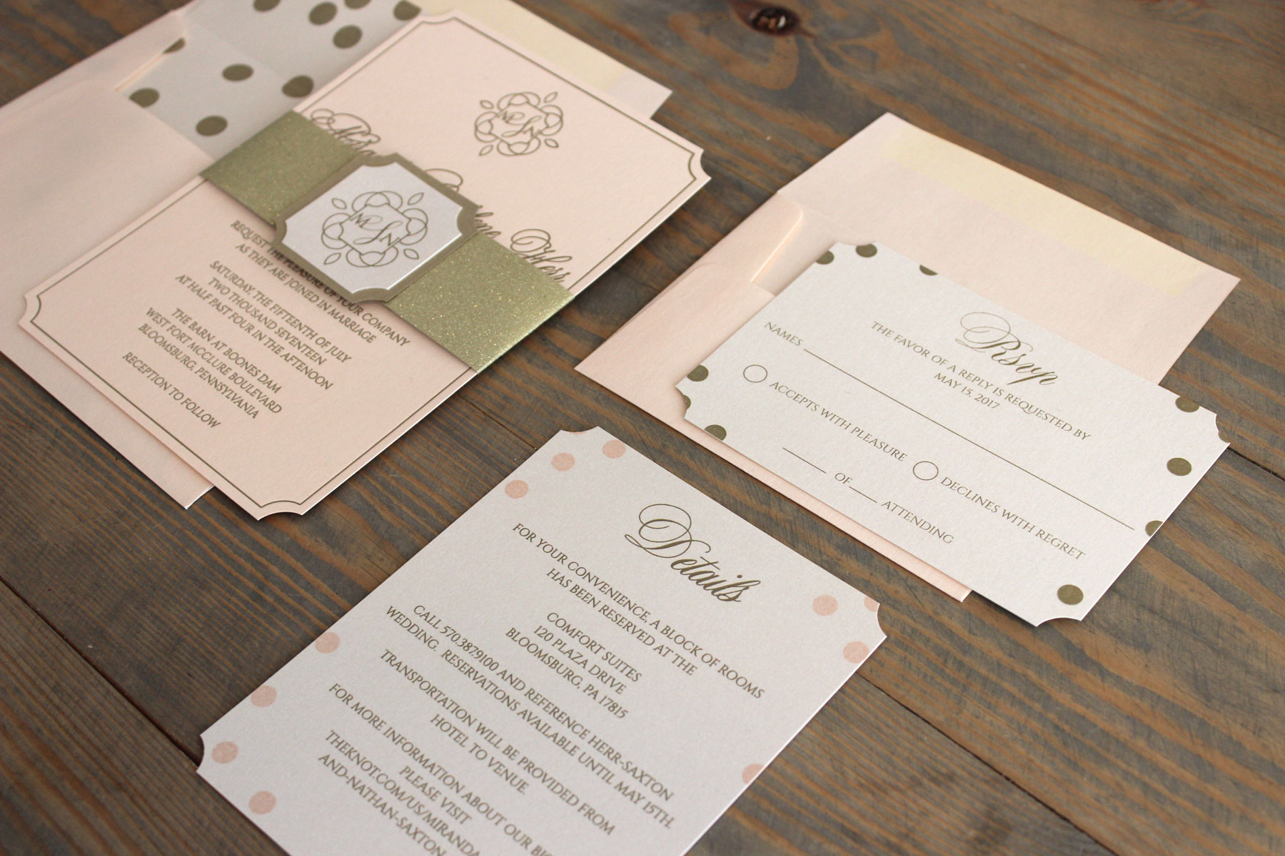 polka-dot-gold-blush-wedding-invitation-letterpress-3