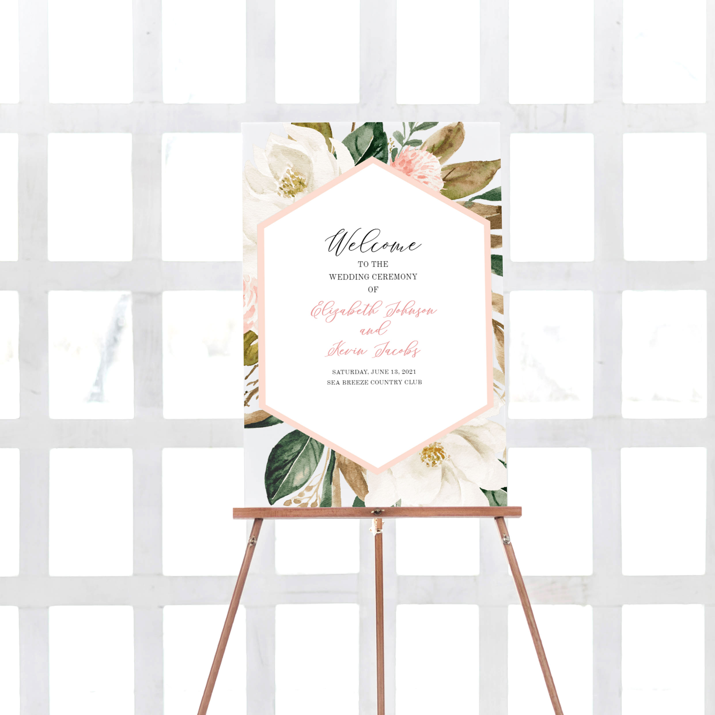 magnolia wedding welcome sign
