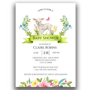 little lamb baby shower invitation