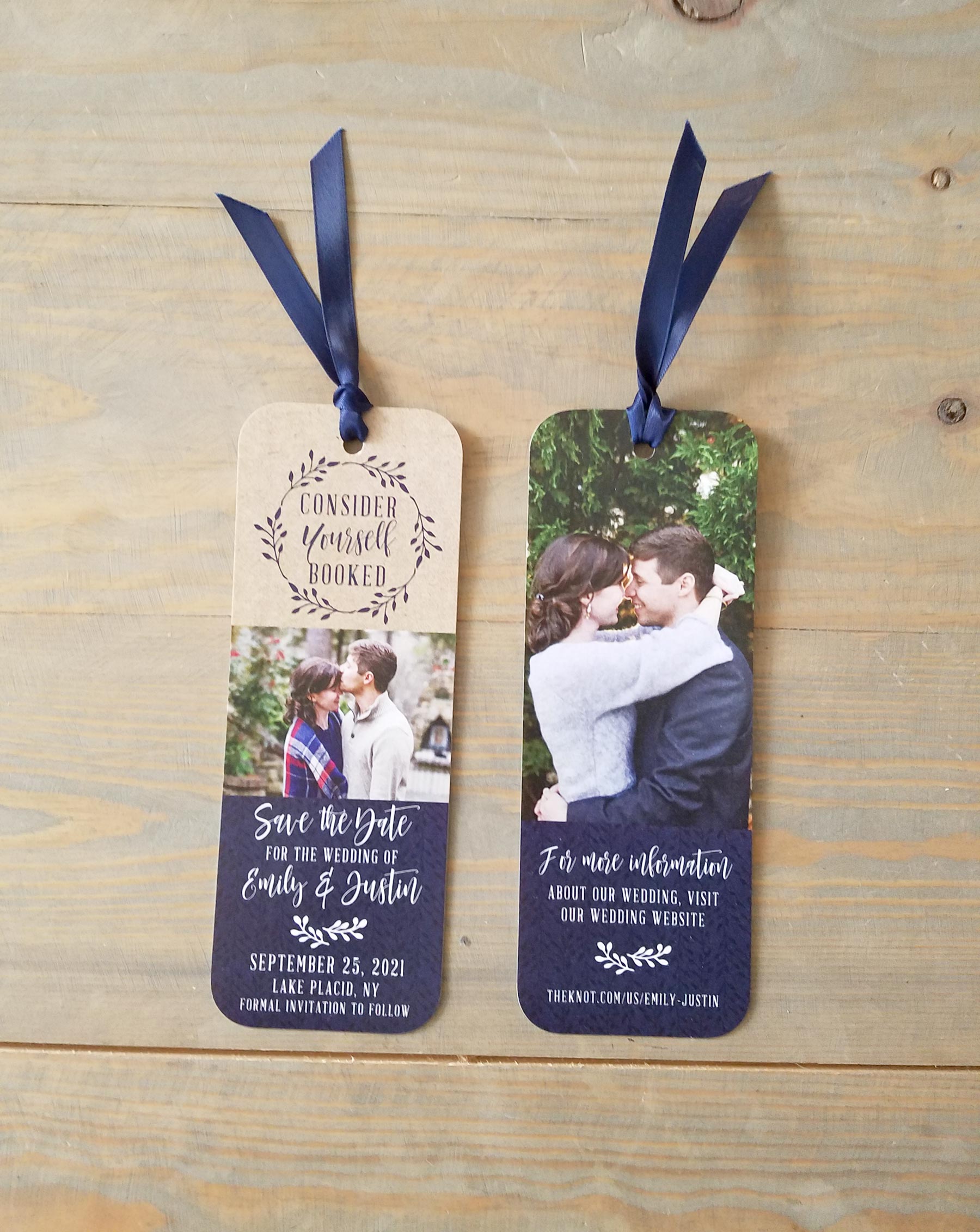 double sided photo save the date bookmark