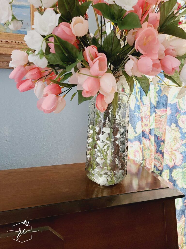 spring floral arrangement with fake flowers