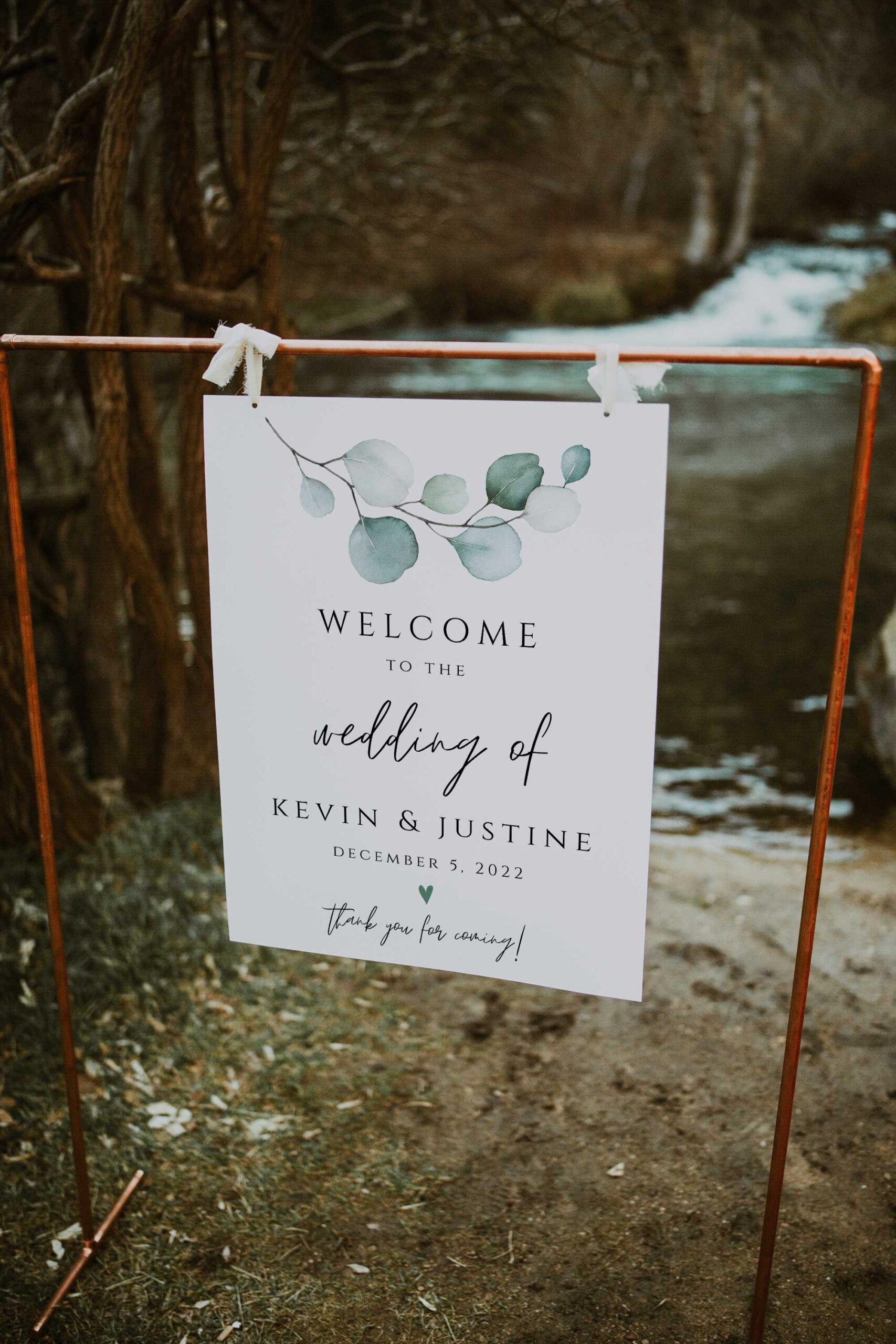 eucalyptus wedding welcome sign