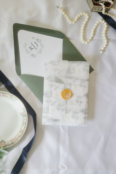 the annabelle wedding invitation suite with monogram
