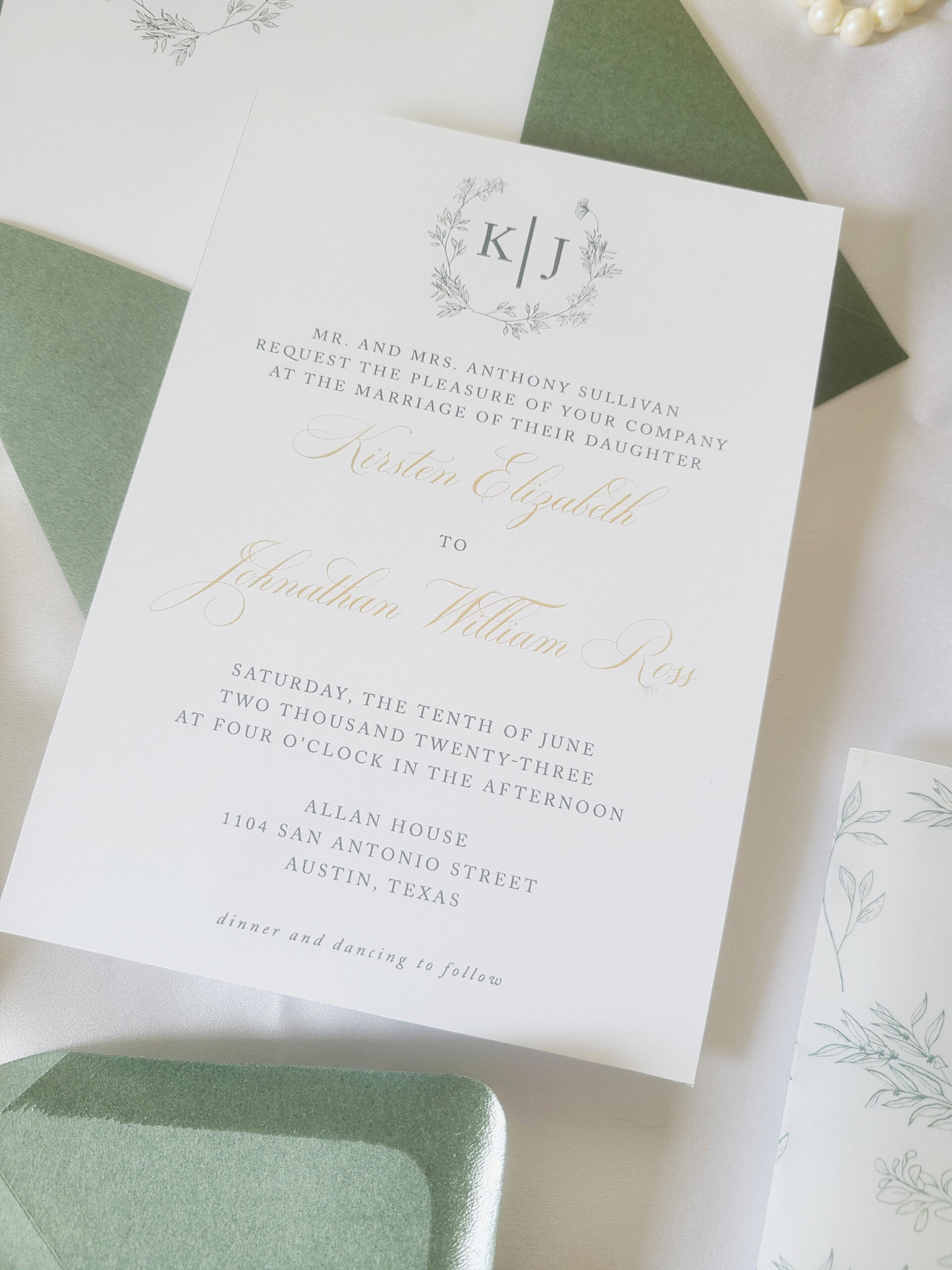 the annabelle wedding invitation suite with monogram