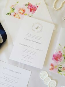 the whitney wedding invitation suite - gold wreath monogram classic wedding invitation suite
