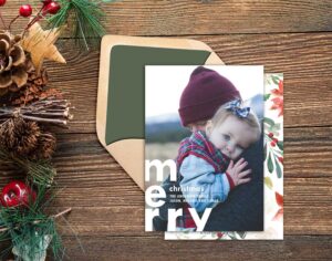 bold be merry photo card