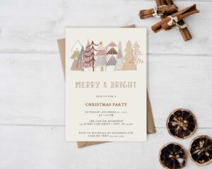 merry and bright christmas party invitation