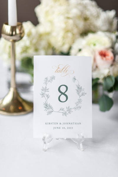 the annabelle-green-and-gold-wedding-monogram table number sign