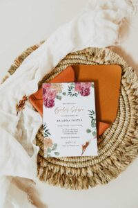 cozy weave burgundy fall bridal shower invitation