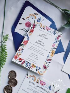 The Lacey Wedding Invitation Suite - wildflowers accented with blue