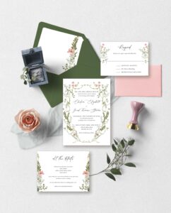 the chanel suite - simple frame wildflowers wedding invitation