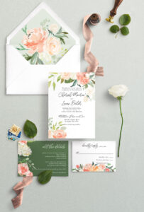 The maxime suite - peach flower wedding invitation