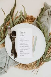 simple minimalist logan wedding menu card