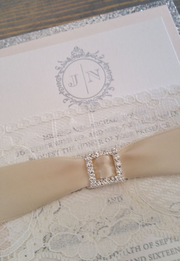 letterpress silver wedding invitation suite