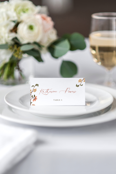 tatiana coral monogram crest wedding escort card