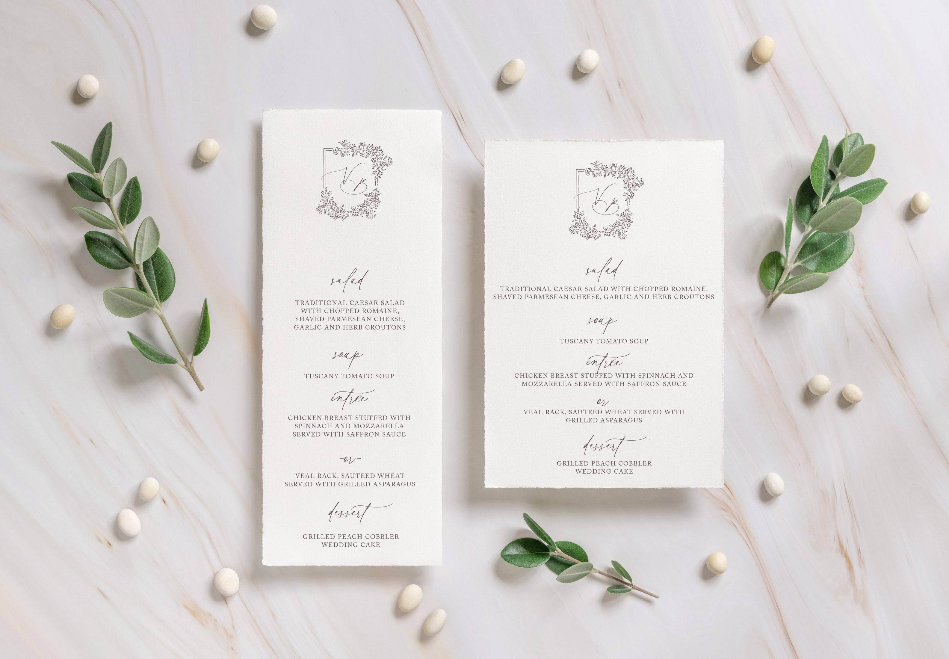 the Odette Collection Wedding Menu Card
