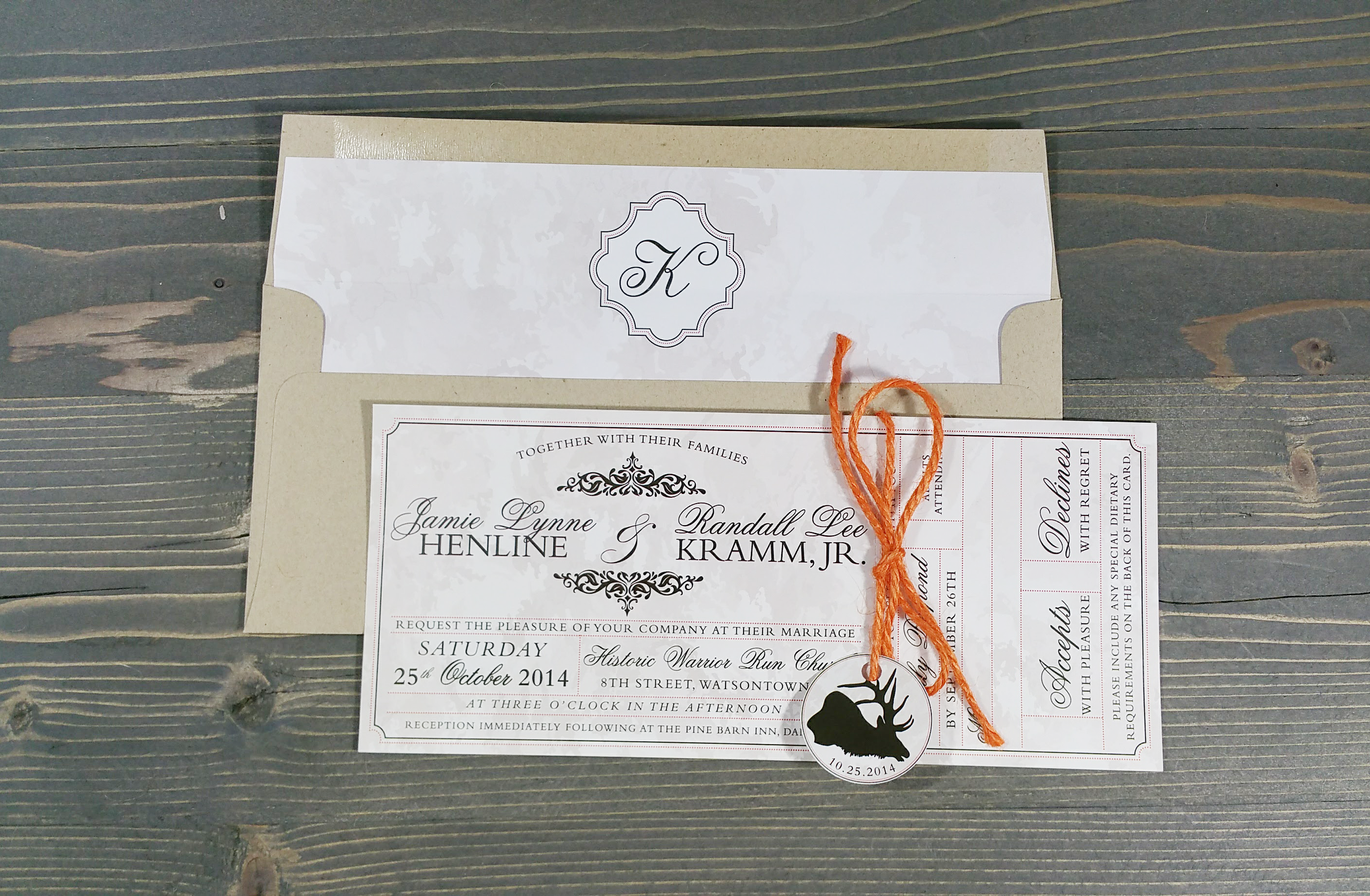 ticket style wedding invitation