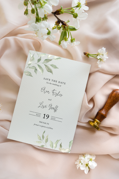 ava tender green sage branch save the date