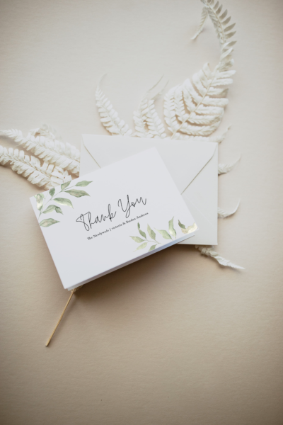 ava tender green sage branch thank you card