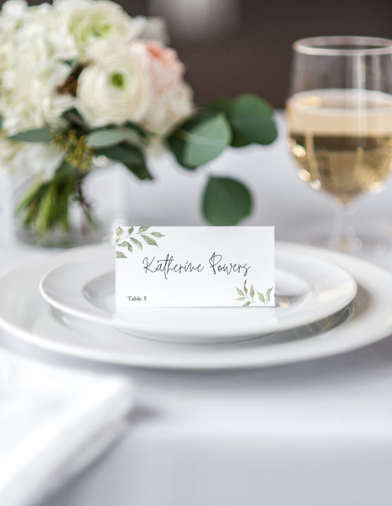 ava tender green sage branch wedding escort card