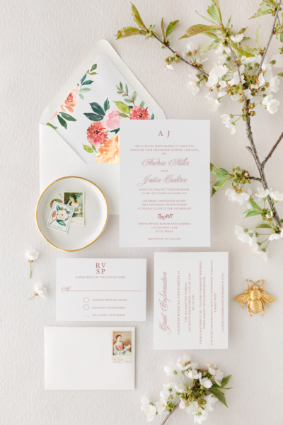 larisa hand drawn botanicals divider branch canyon rose paprika floral vellum wedding invitation suite