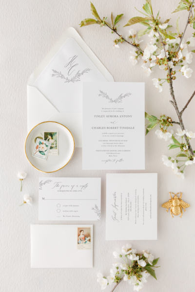 harlow asymmetrical branch vellum wedding invitation