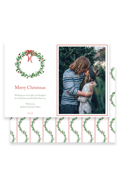 2023 holiday wreath frame photo card