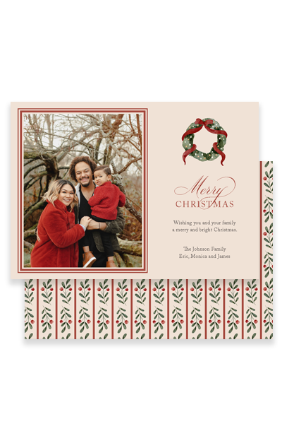 holiday wreath photo card
