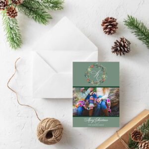 festive wreath holiday photo card