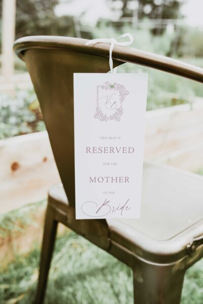 odette vintage classic hand drawn monogram crest wedding reserved seating tags
