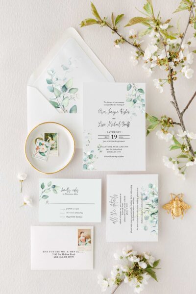 stephanie eucalyptus wedding invitation suite
