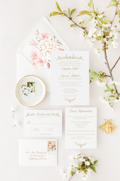 daphne victorian creamy wedding invitation