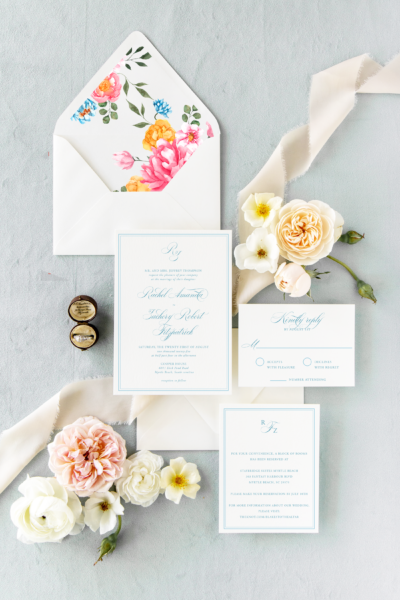darcey flora traditional wedding invitation