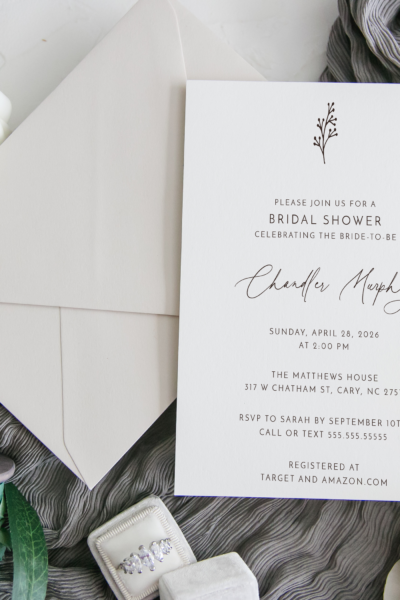 gillian dot branch simple bridal shower invitation