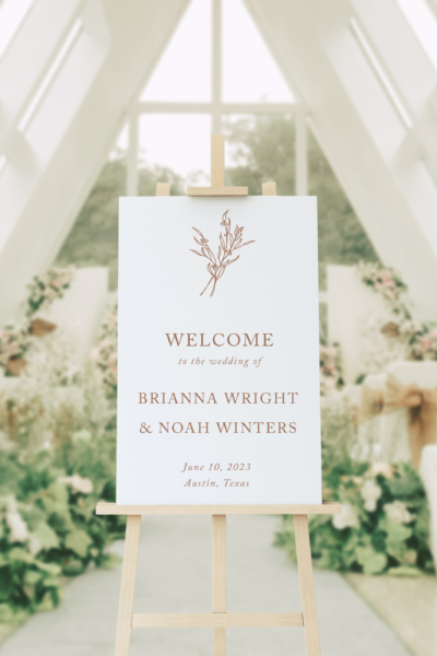 learie botanical line art simple branch bouquet wedding welcome sign