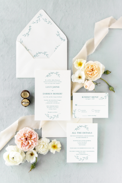 lucy floristic frames modern branch wedding invitation