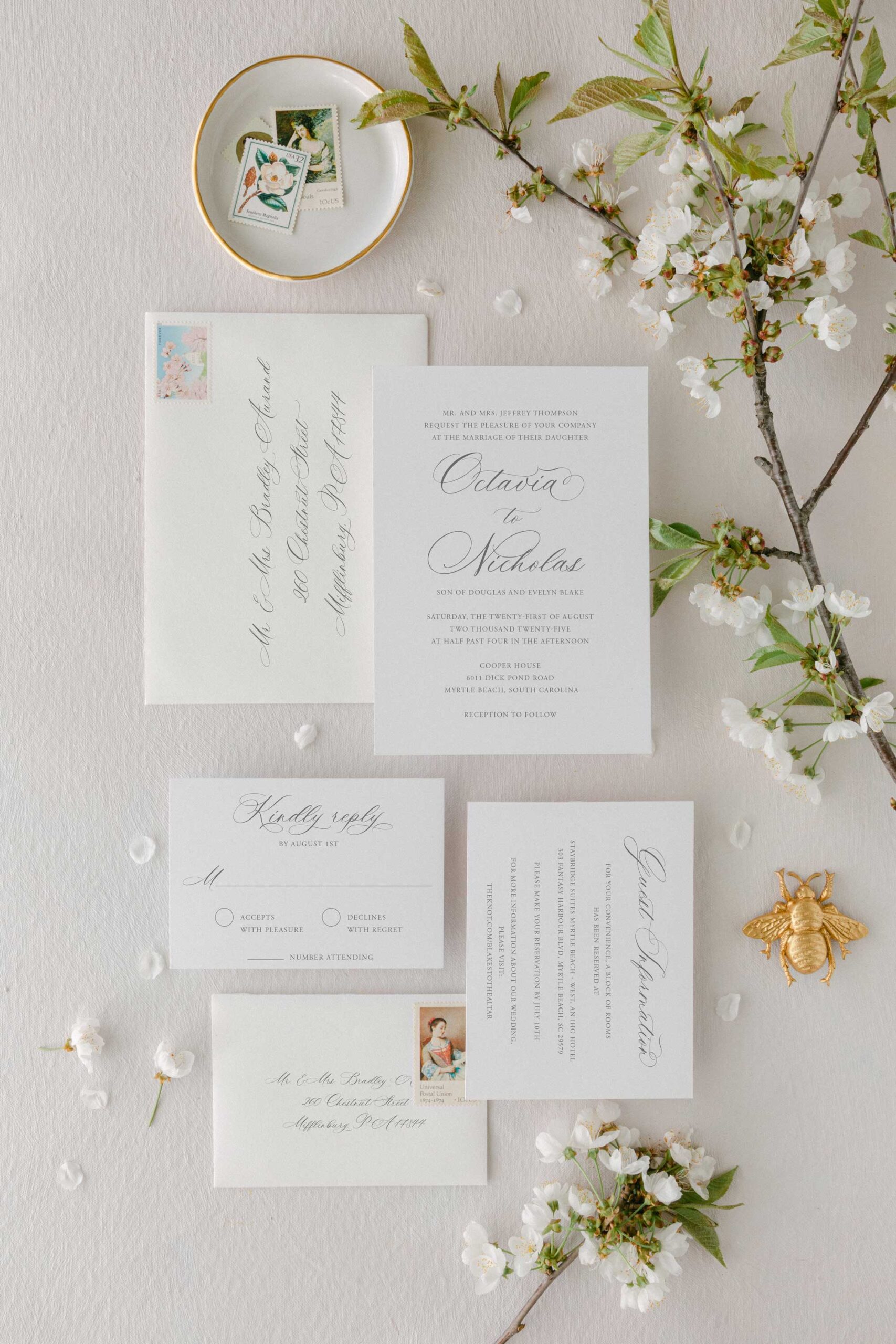 Octavia calligraphy wedding invitation suite