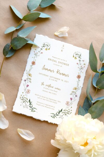 summer wildflower bridal shower invitation