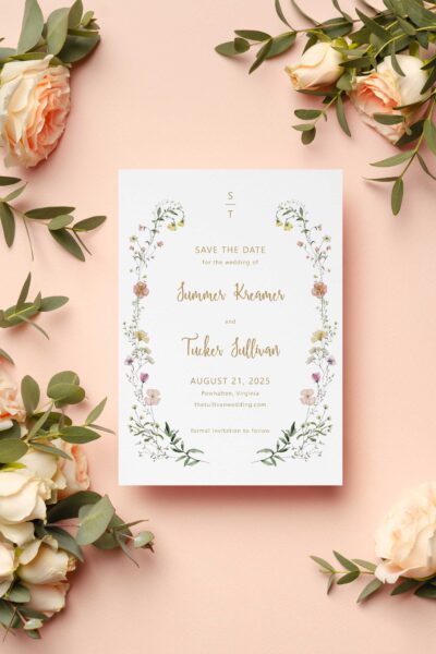 summer wildflower save the date card