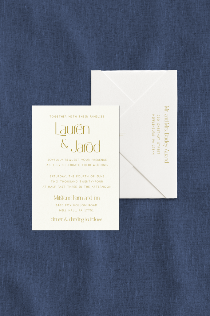 bridget modern wedding invitation 2 piece suite
