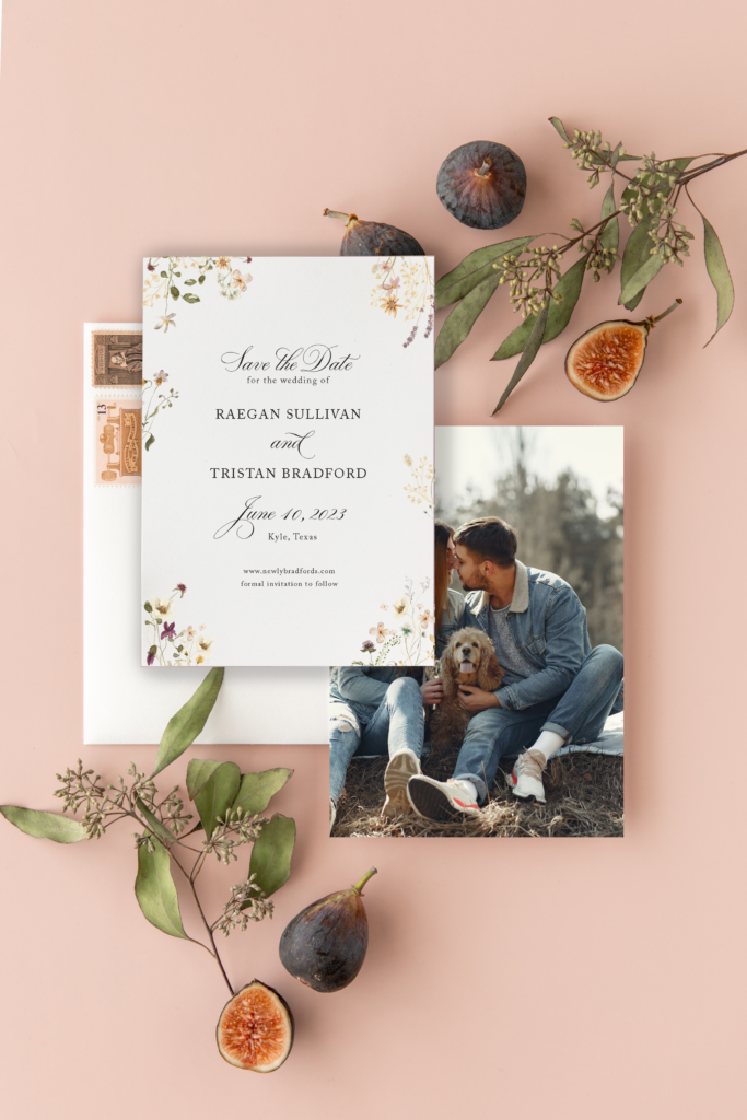 meriah wildflowers delicate florals vertical save the date