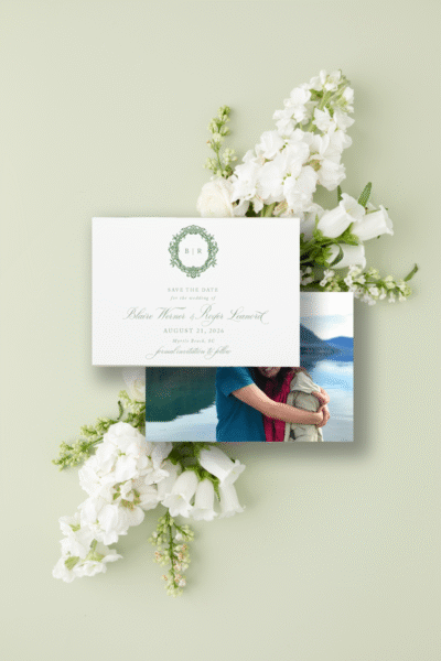 Blaire Horizontal Crest Save the Date
