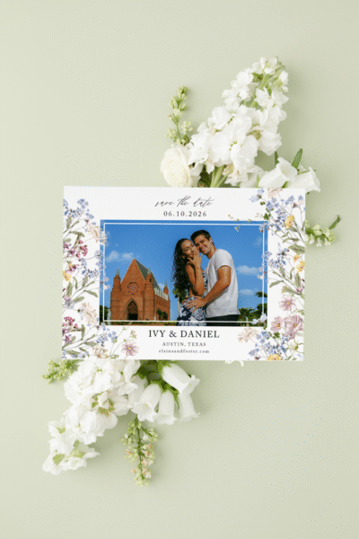 ivy meadow wildflower horizontal photo save the date