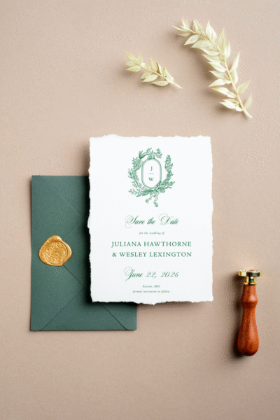 Juliane Vertical Crest Save the Date