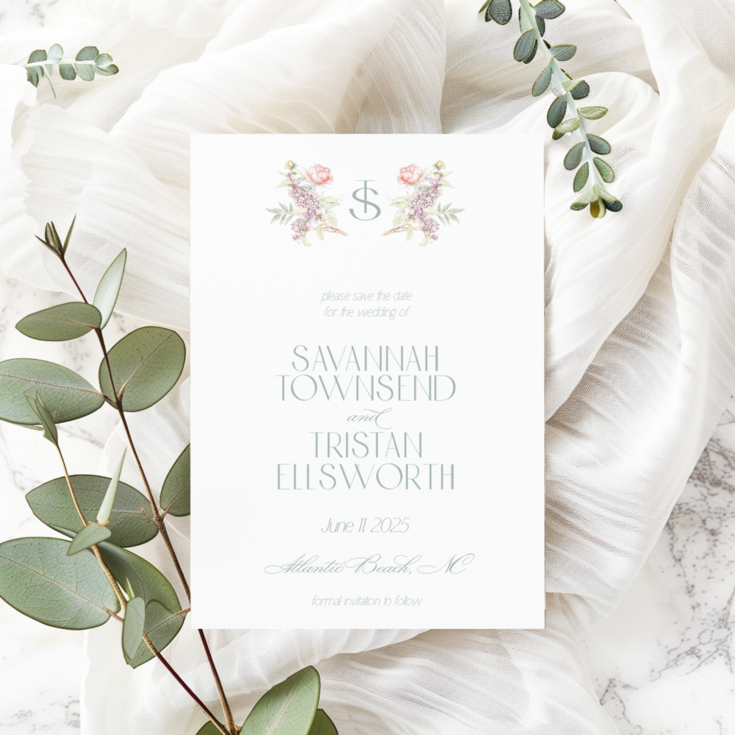 savannah vertical crest save the date