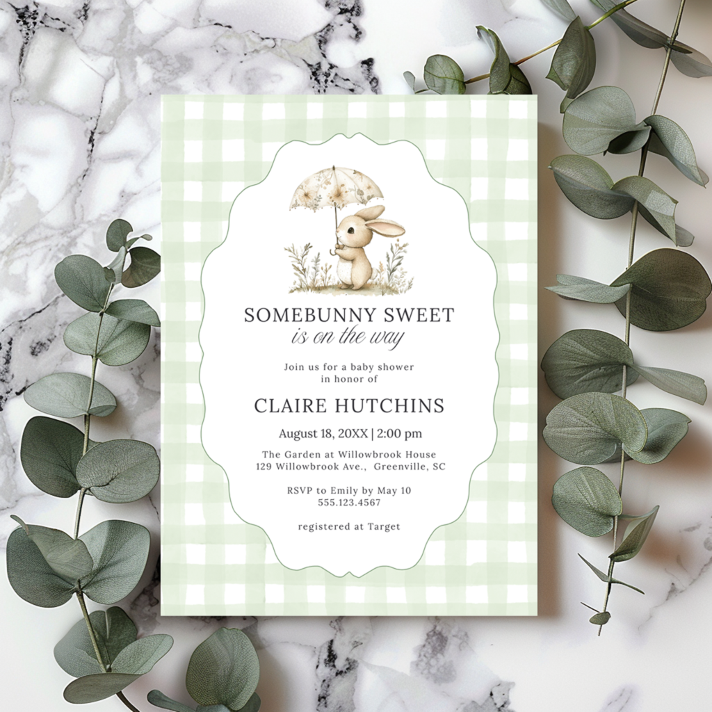somebunny sweet baby shower invitation template