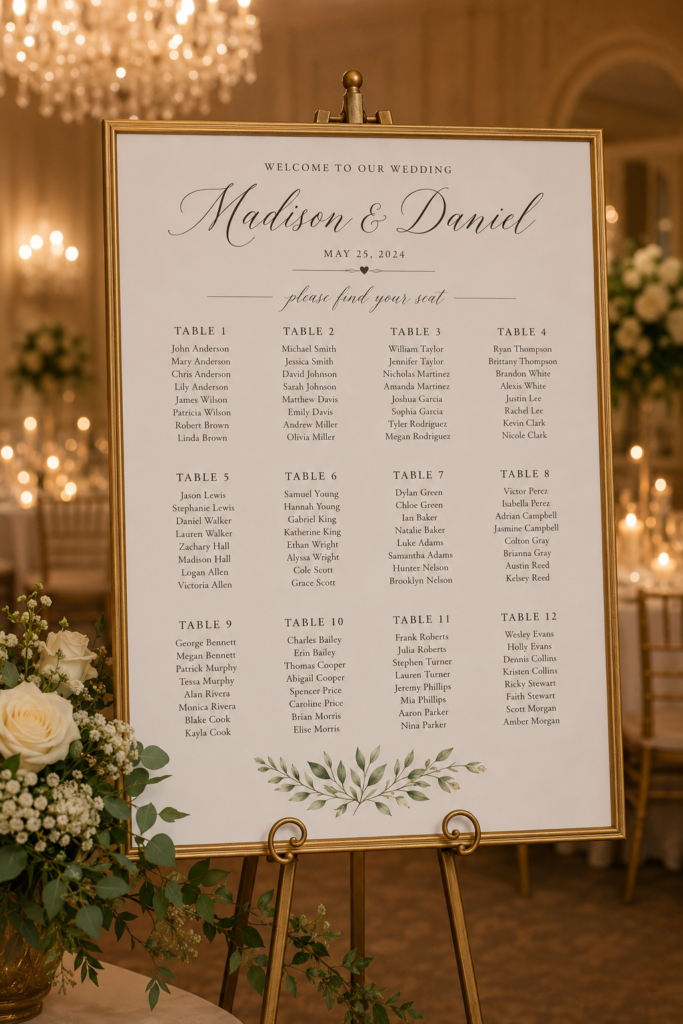 wedding seating chart
