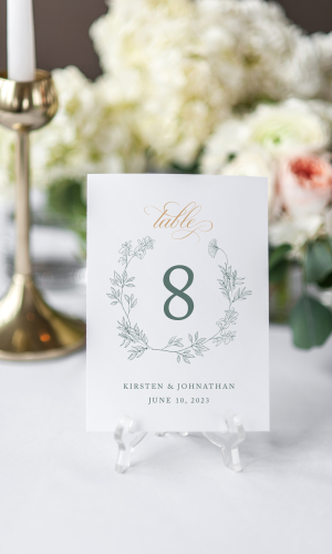 the annabelle-green-and-gold-wedding-monogram table number sign