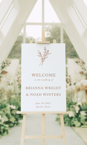 learie botanical line art simple branch bouquet wedding welcome sign
