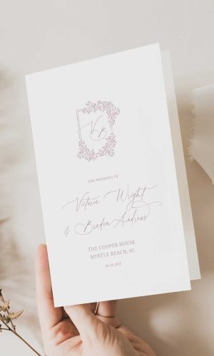 odette classic monogram crest wedding ceremony program booklet